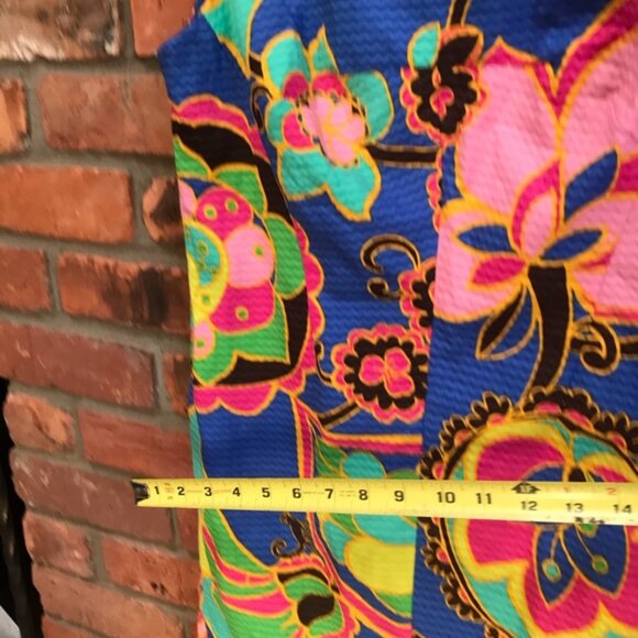 Lilly Pulitzer 100% Cotton Dress Bright Print Sleeveless Zipper Sheath Lined 2 - Picture 12 of 15